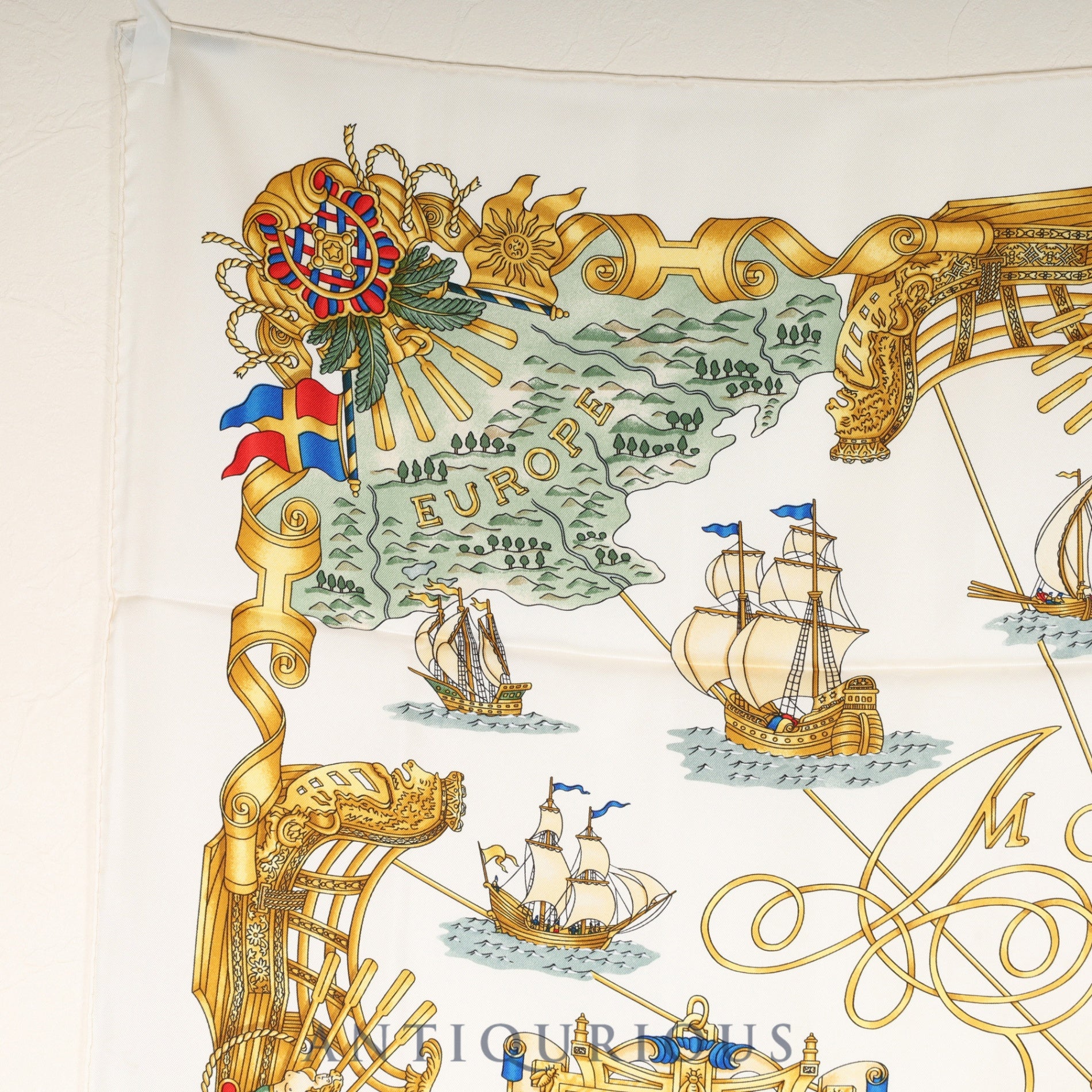 エルメス スカーフ カレ90 光の帆船 SILK100%