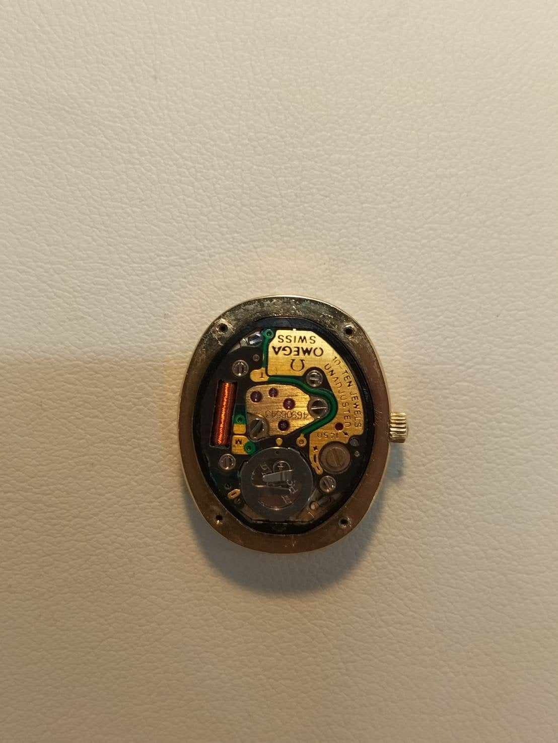 オメガ デ・ヴィル 595.0069 クォーツ Cal.1450 SS/GP 革 純正尾錠(GP)ホワイト文字盤 オーバーホール済み