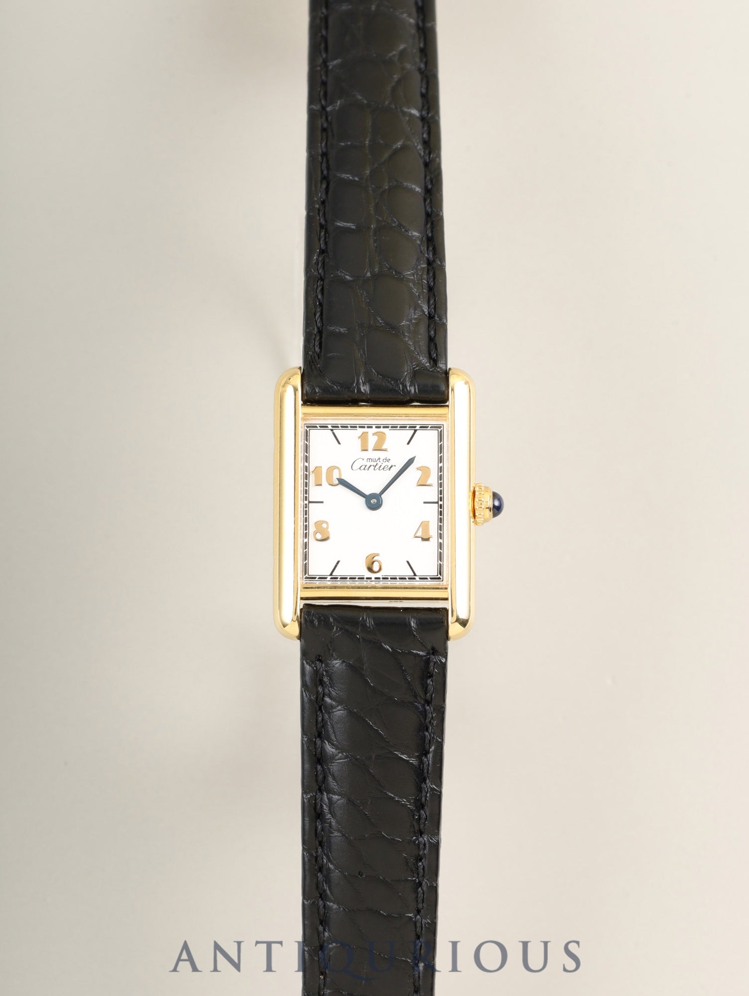 カルティエ マストタンク SM W1008354 / 5057001 クォーツ Cal.057 SV925 革 純正Dバックル(GP)飛びアラビア文字盤(SWISS表記)オーバーホール済み 新品仕上げ済み