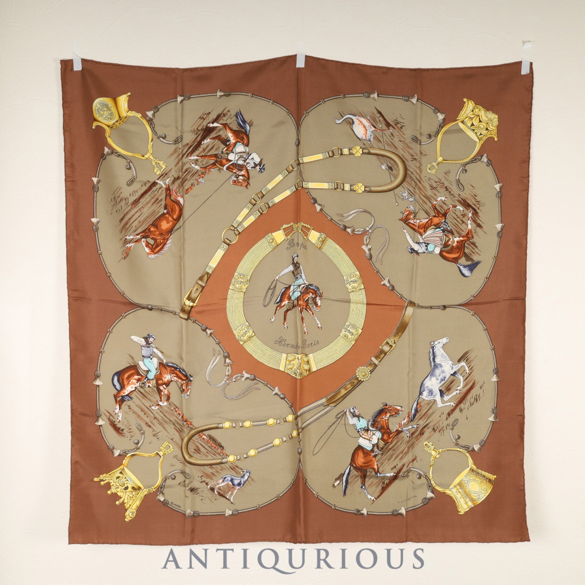 エルメス スカーフ カレ90 大草原 SILK100%