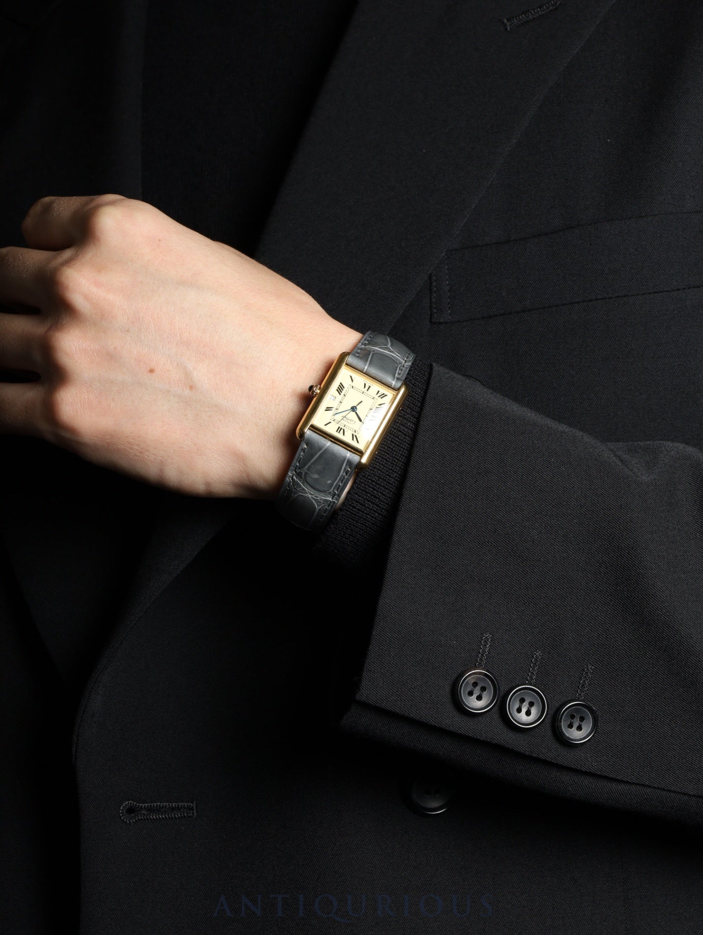 カルティエ マストタンク GM(XL) W1017454 / 2413 クォーツ Cal.687 SV925 純正革ベルト 純正Dバックル(GP)アイボリーローマン文字盤(SWISS MADE表記) 箱 冊子 保証書 (2004年) オーバーホール済み