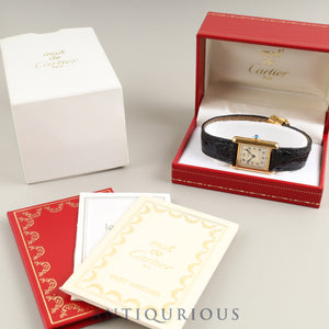 カルティエ マストタンク SM 5057001 クォーツ Cal.057 SV925 純正革ベルト 純正Dバックル(GP)アラビア文字盤 箱 冊子 オーバーホール済み