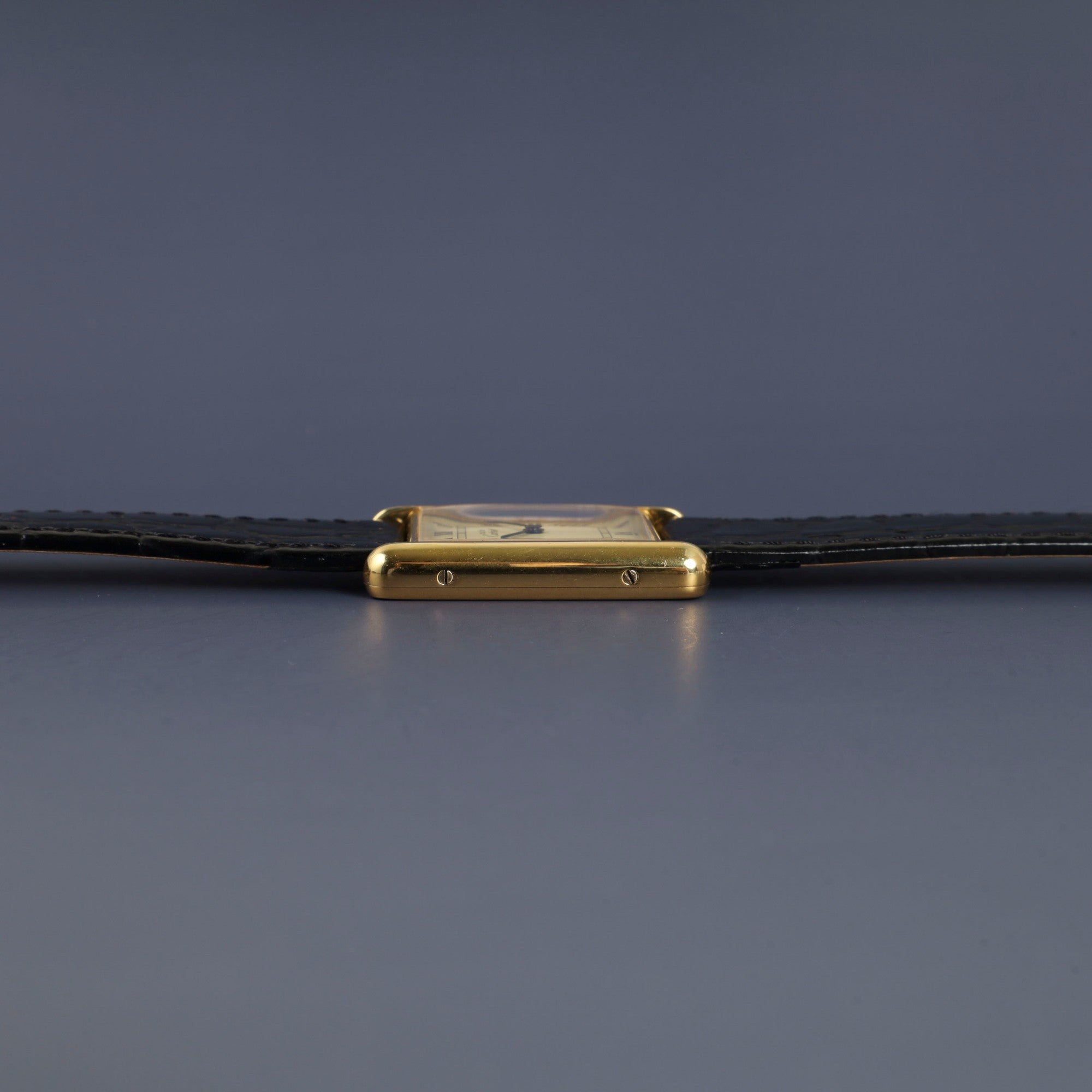 カルティエ マストタンク LM 590005 クォーツ Cal.690 SV925 革 純正尾錠(GP) アイボリーローマン文字盤 オーバーホール済み 新品仕上げ済み