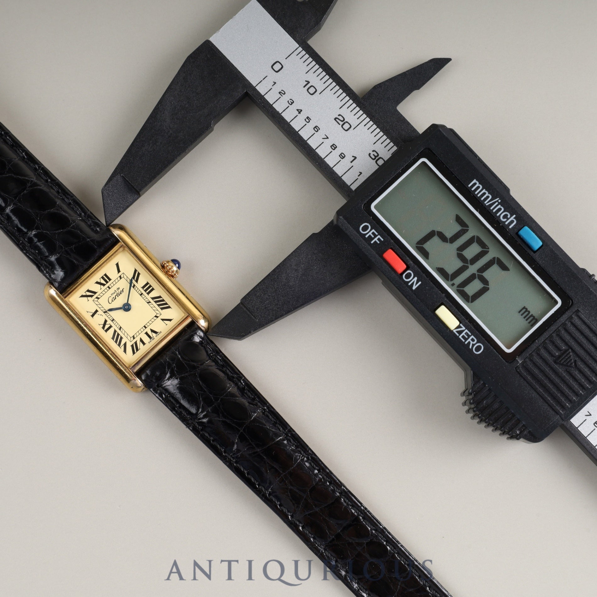 カルティエ マストタンク MM 2415 クォーツ Cal.057 SV925 革 純正Dバックル(GP) アイボリーローマン文字盤 オーバーホール済み