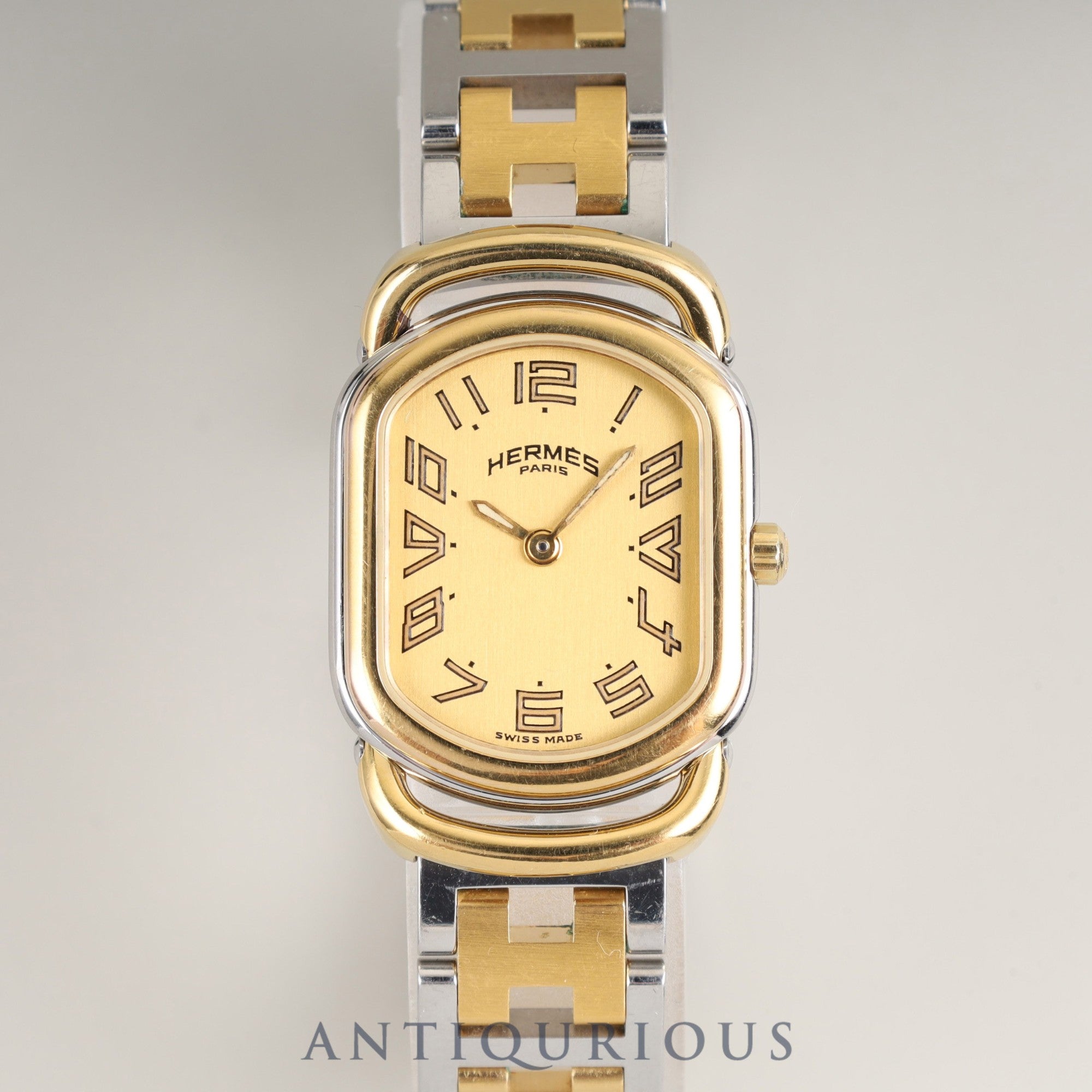 エルメス ラリー 77.03 クォーツ Cal.976.001 SS/GP SS/GP ゴールド文字盤 ケース オーバーホール済み