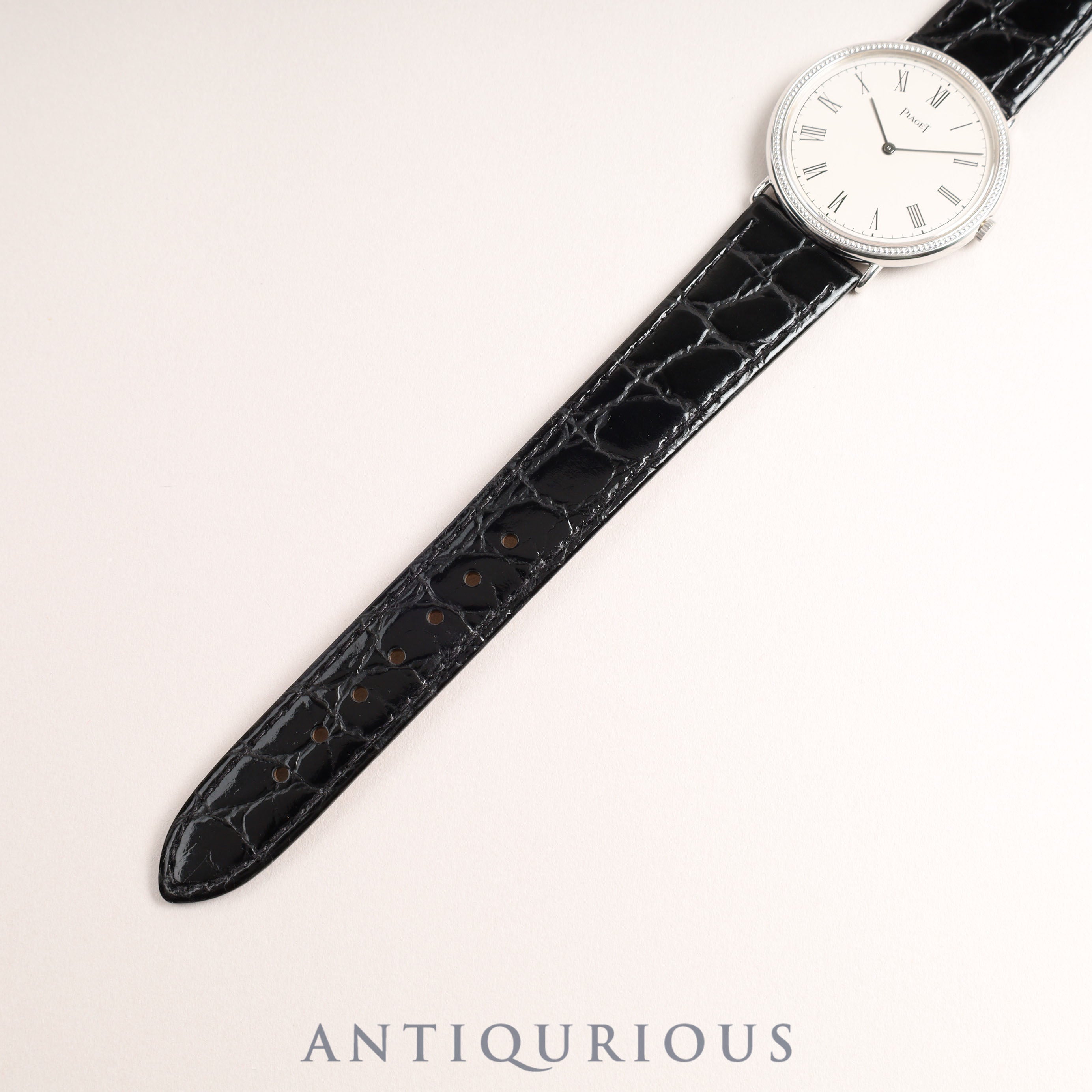 Piaget Round 90239 Manual winding Cal.9P2 WG Leather Genuine buckle (750) White dial Overhauled