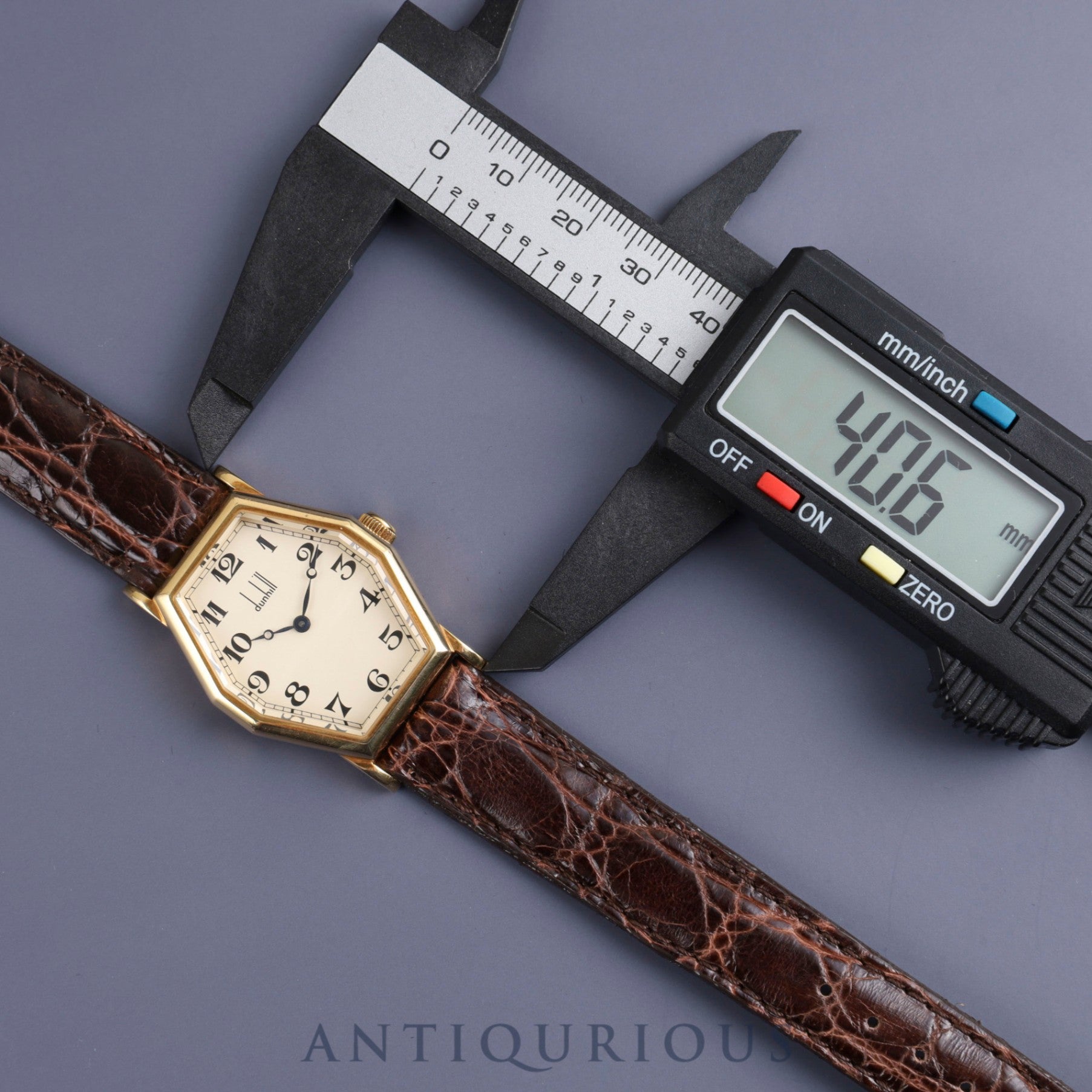 Dunhill Centenary Octagon 100th Anniversary Model Hand-wound Cal.- 750 Leather Genuine Buckle (750) Silver Dial Box Warranty (unsigned) Limited to 250 pieces Overhauled