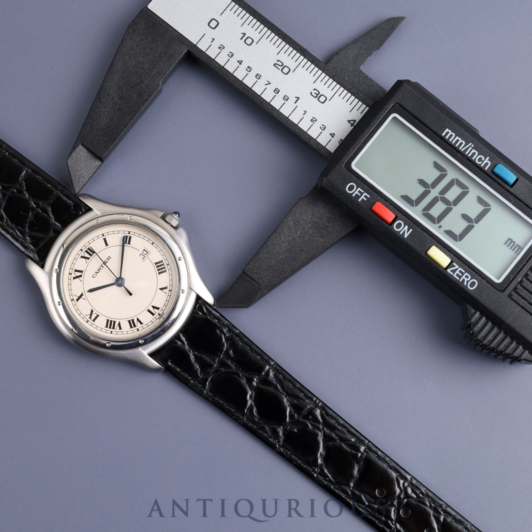 Cartier Panthere Cougar LM W35002F5 / 987904 Quartz SS Leather Genuine Buckle (SS) White Roman Dial Overhauled