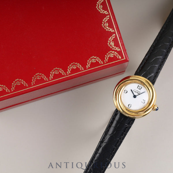 Cartier Must Trinity W1010844/2735 Quartz Caliber 157.06 SV925 Leather Genuine D-buckle (GP) White Dial Box Overhauled