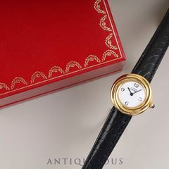 カルティエ マストトリニティ W1010844/2735 クォーツ Cal.157.06 SV925 革 純正Dバックル(GP) ホワイト文字盤 箱 オーバーホール済み