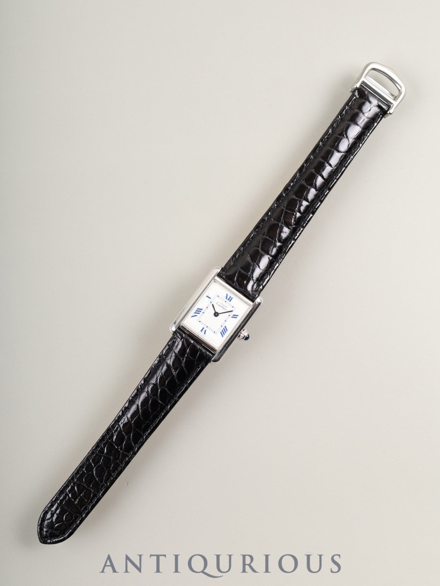 Cartier Must Tank MM W1014054 / 2416 Quartz SV925 Leather Genuine Deployant Buckle (SS) White Dial with Exploding Roman Numerals and Double C (SWISS MADE marking) Complete service done at Cartier boutique