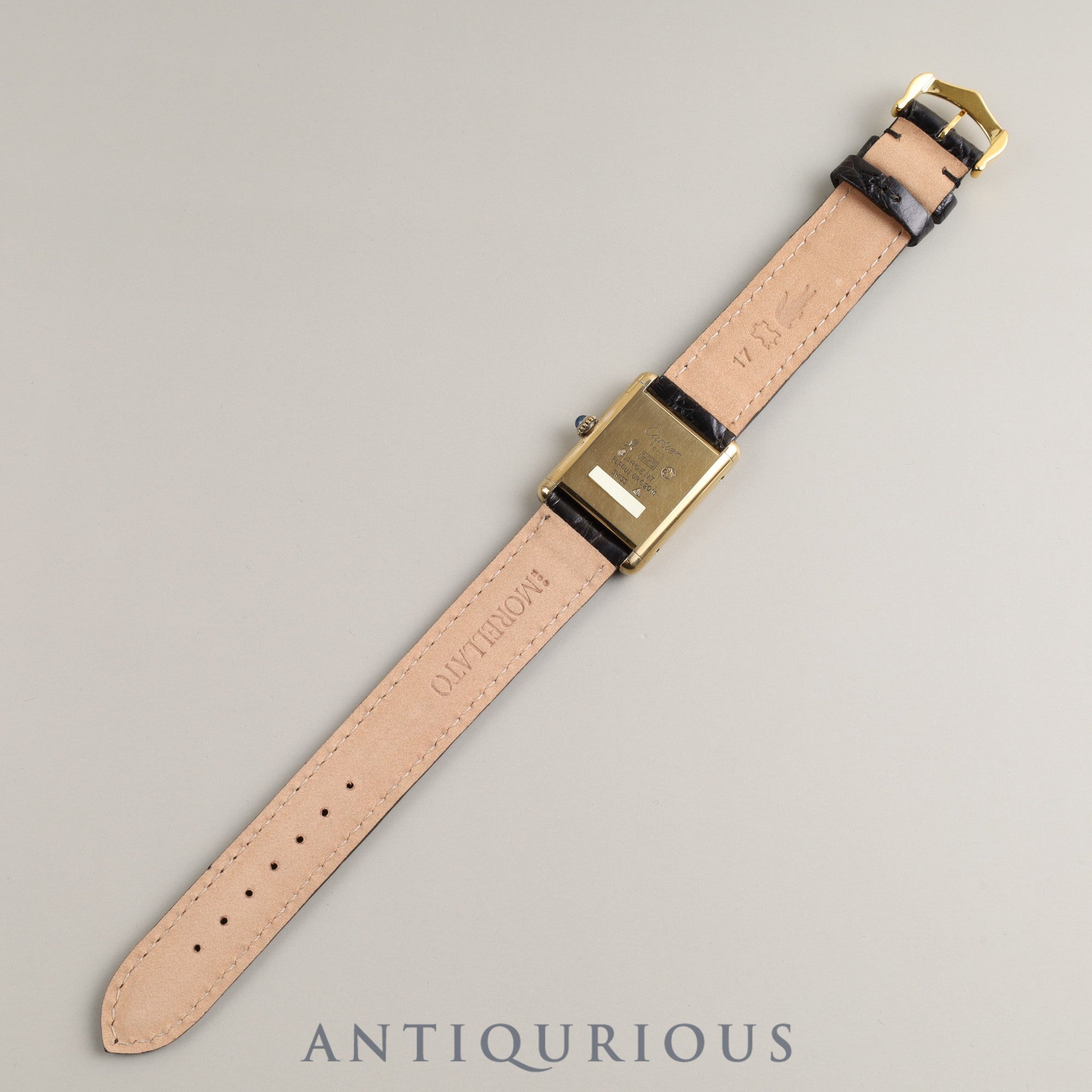 Cartier Must Tank LM Manual Winding Cal.78-1 SV925 Leather Genuine Buckle (GP) Black Roman Dial