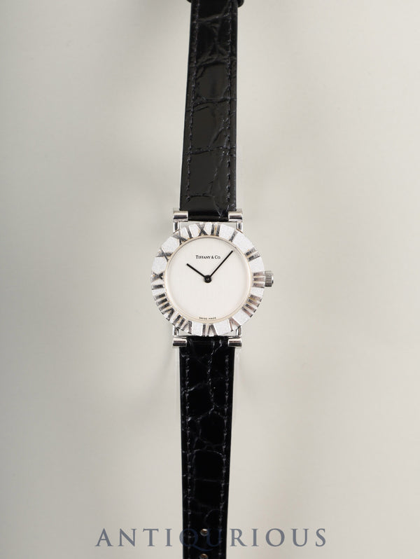 Tiffany Atlas SV Case L0640 Quartz Caliber 976.001 SV925 Leather Strap with Genuine Stainless Steel Buckle, Silver Dial, Overhauled