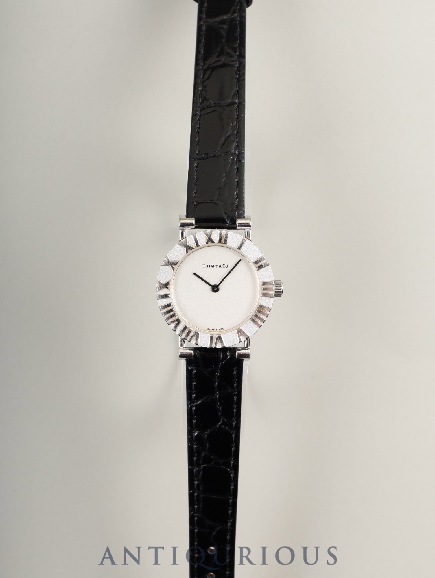 Tiffany Atlas SV Case L0640 Quartz Caliber 976.001 SV925 Leather Strap with Genuine Stainless Steel Buckle, Silver Dial, Overhauled