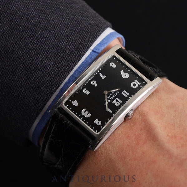 ティファニー イーストウエスト 34677352 クォーツ SS 革 純正Dバックル(SS) ブラック文字盤 オーバーホール済み