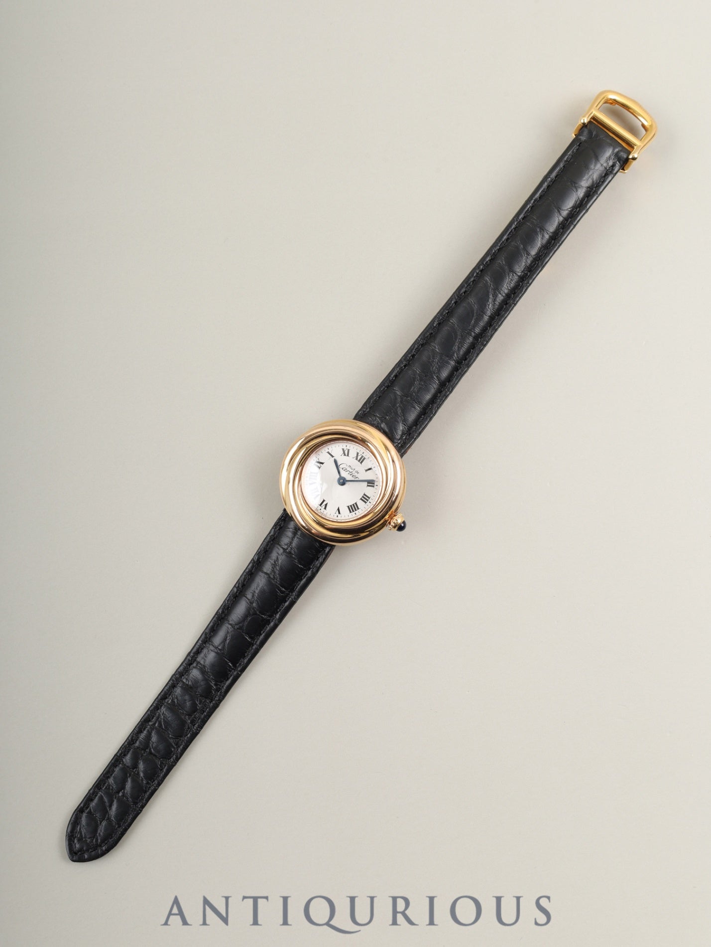 Cartier Must Trinity W1015045 / 2438 Quartz Cal.157 SV925 (PGP) Leather Genuine D-Buckle (GP) Silver Roman Dial Genuine Leather Strap Overhauled