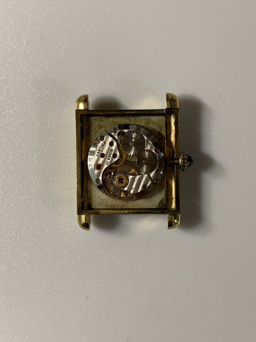 カルティエ マストタンク LM 手巻き Cal.ETA2512 SV925 革 純正尾錠(GP)ブラックローマン文字盤(SWISS表記) オーバーホール済み