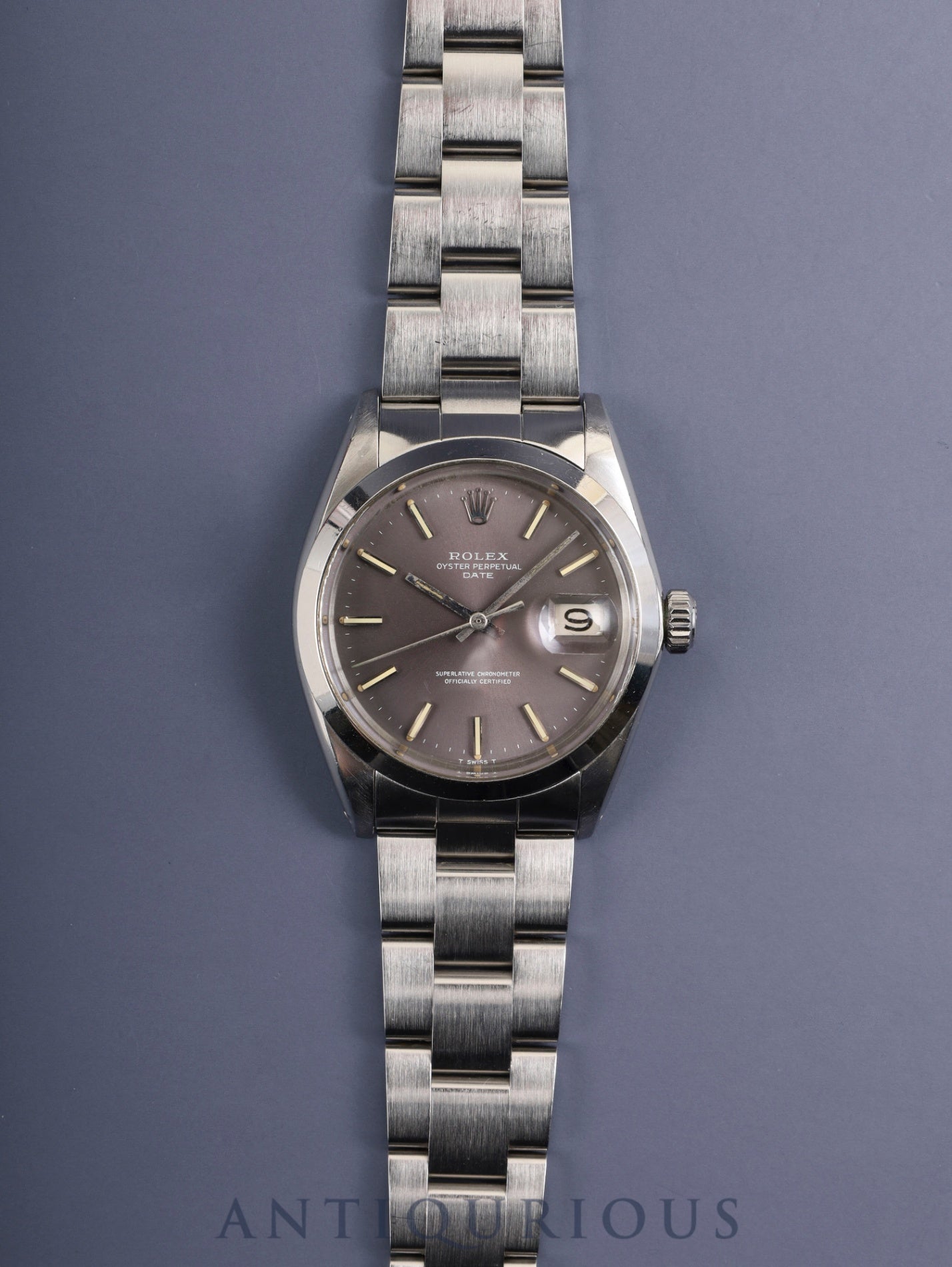 Rolex Oyster Perpetual Date 1500 Automatic Caliber 1570 Stainless Steel Gray Dial 36mm No. 19 (1966) Overhauled