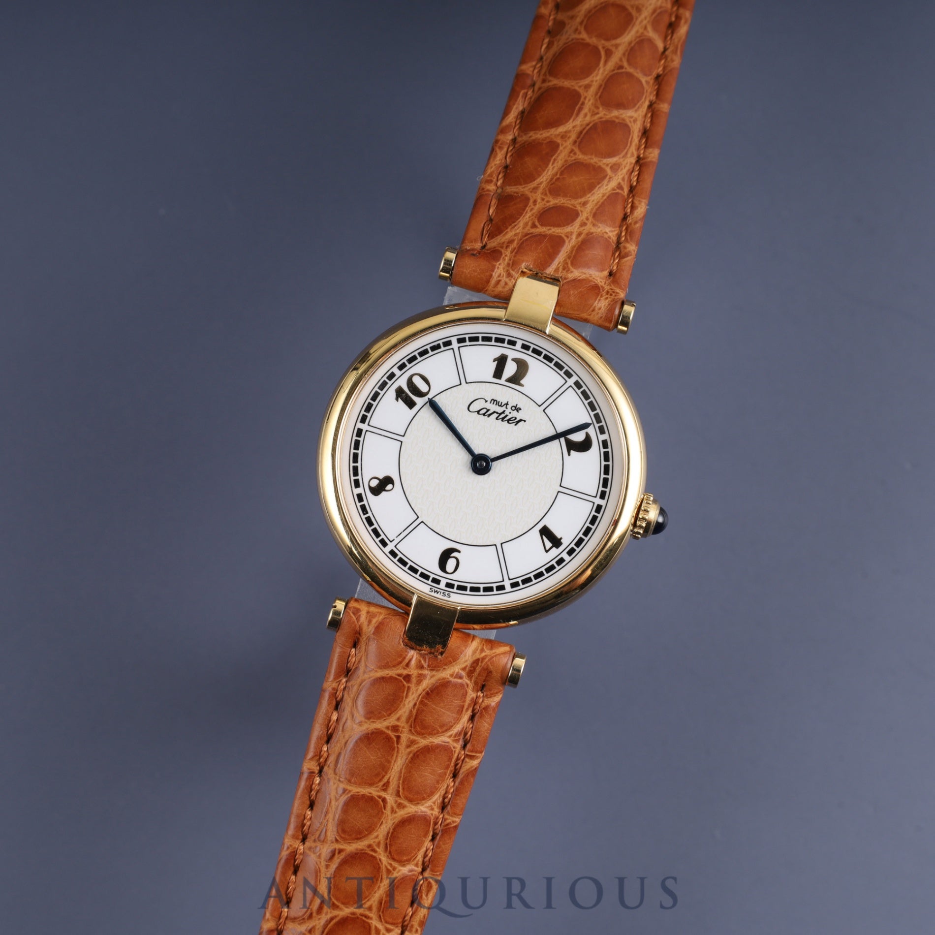 Cartier Must Vendome VLC LM W1009754 / 1861 Quartz Cal.690 SV925 Leather Genuine D Buckle (GP) Arabic CC Dial Box Warranty (1997) Overhauled
