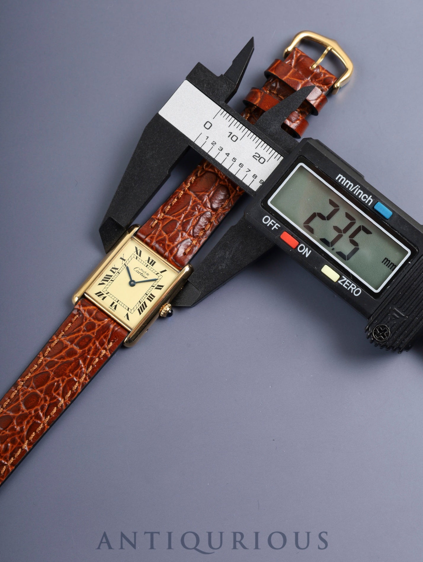 カルティエ マストタンク LM 590005 クォーツ Cal.90 SV925 革 純正ピンバックル(GP)アイボリーローマン文字盤(SWISS表記) オーバーホール済み