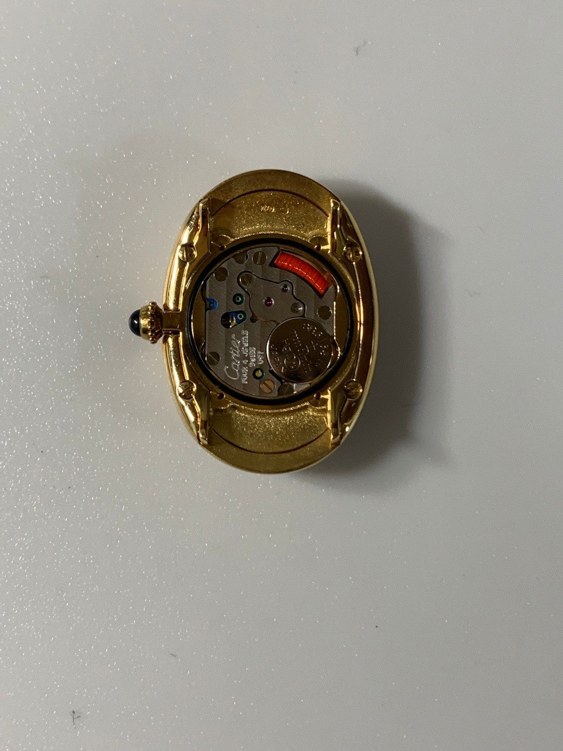 Cartier Baignoire SMW1506056 / 1952 Quartz Cal. 057 750YG Leather Genuine Pin Buckle (750YG) White Roman Dial Box Booklet Warranty (1995) Overhauled