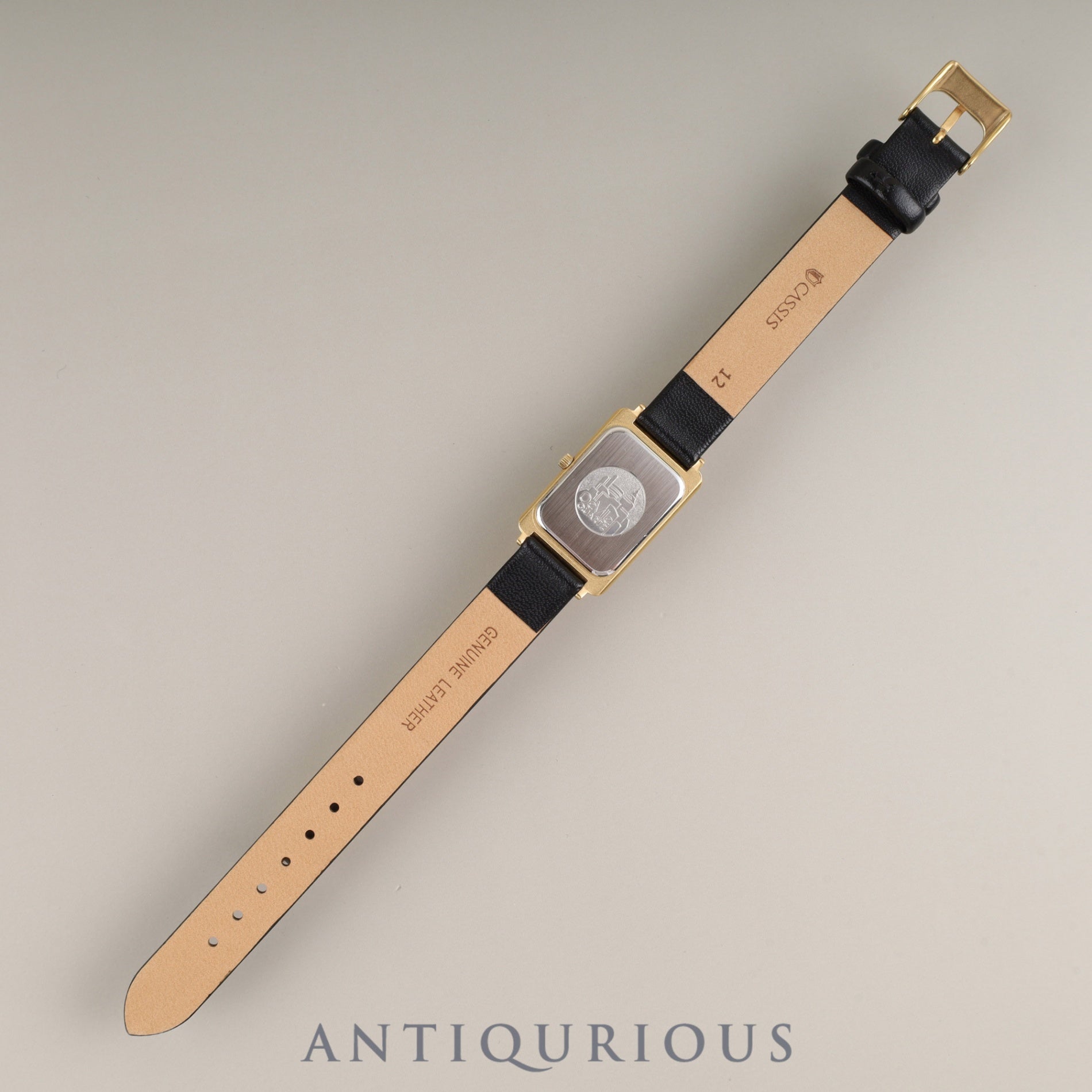 Omega De Ville 595.0084 Quartz Cal.976.001 GP Leather Third-party buckle Gold stripe dial Box Warranty Overhauled