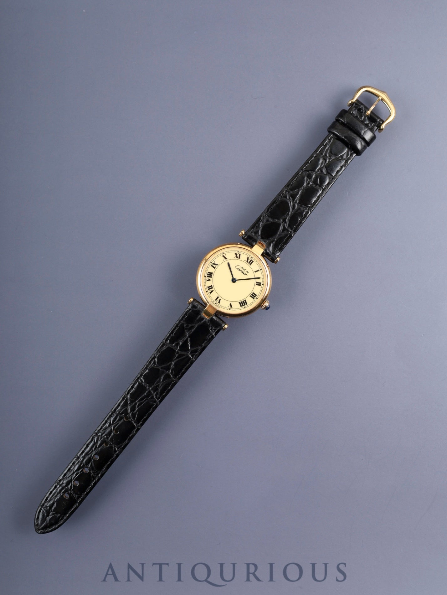 カルティエ マスト ヴァンドーム VLC LM 590003 クォーツ SV925 革 純正尾錠(GP)アイボリーローマン文字盤 カルティエブティックにてコンプリートサービス(フルメンテナンス)済み