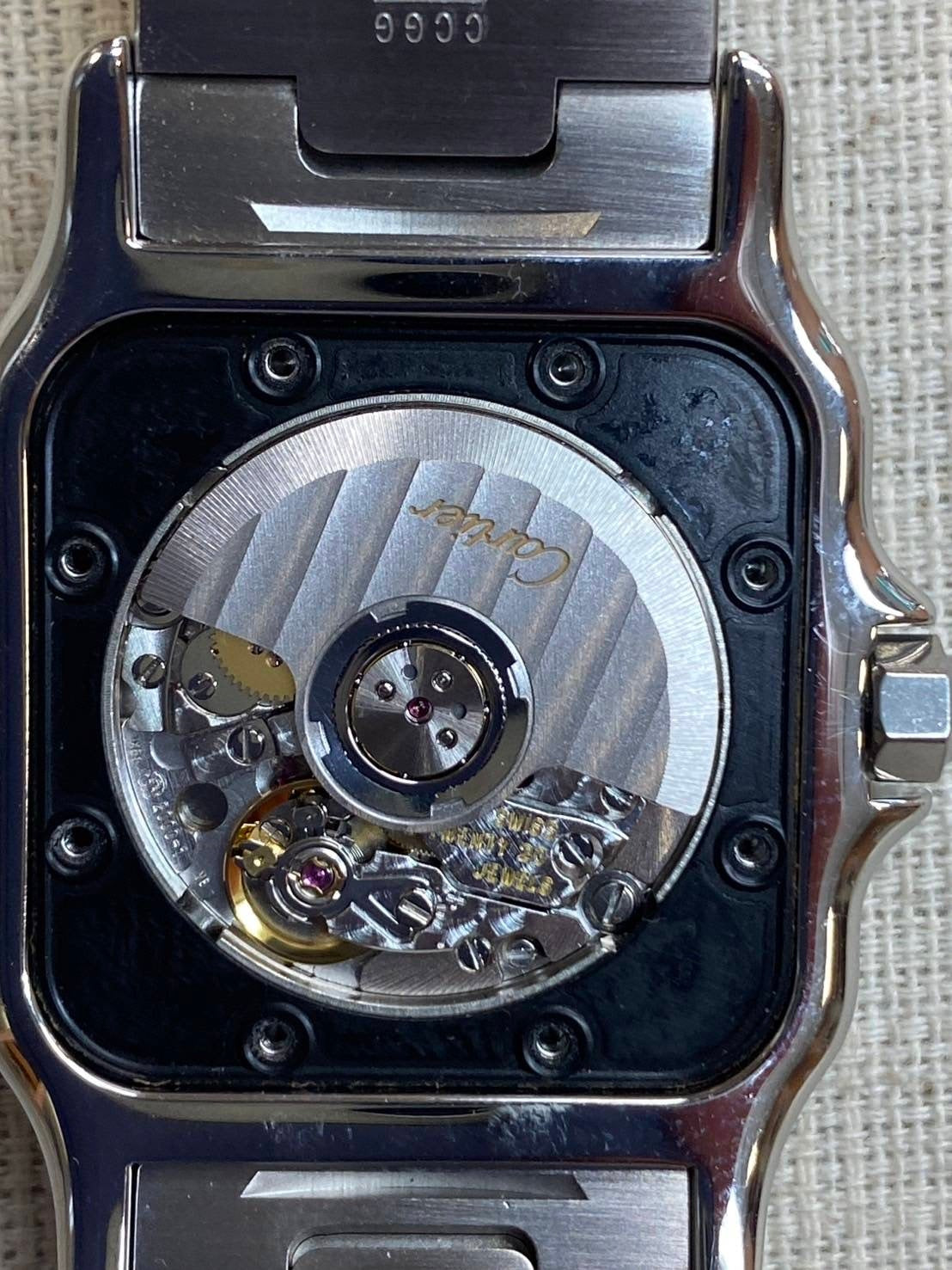 Cartier Santos Galbee LM 2319 Automatic SS SS Silver Guilloche Dial