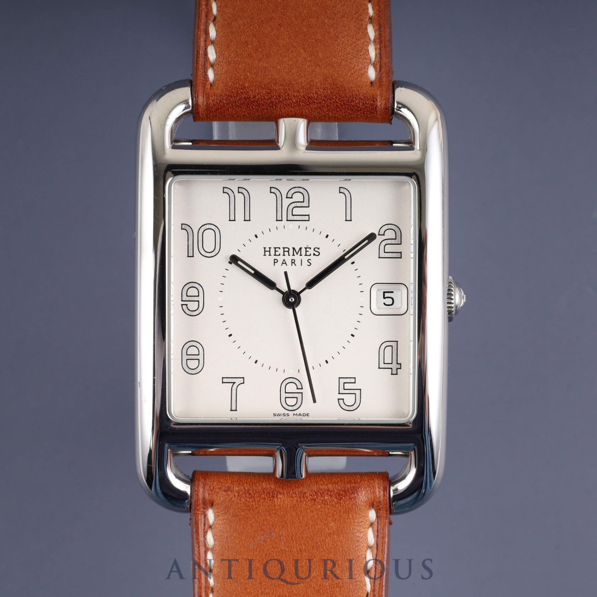 エルメス ケープコッド CC1.810 クォーツ SS 純正革ベルト(□J刻印:2006年、使用感あり)純正バックル(SS) シルバー文字盤 箱 保証書(2007年) オーバーホール済み