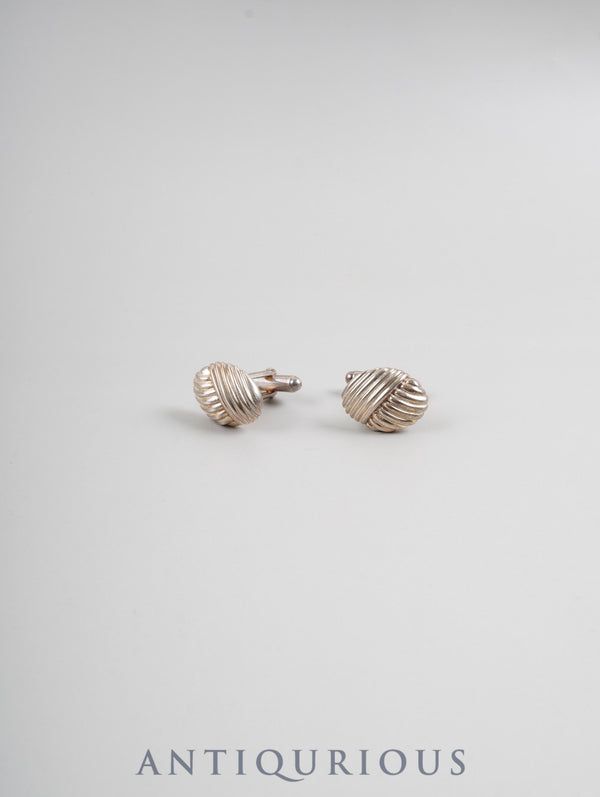 ティファニー カフリンクス ラージL シェル調 鏡面ラインオーバル スターリングシルバー 箱 保存袋