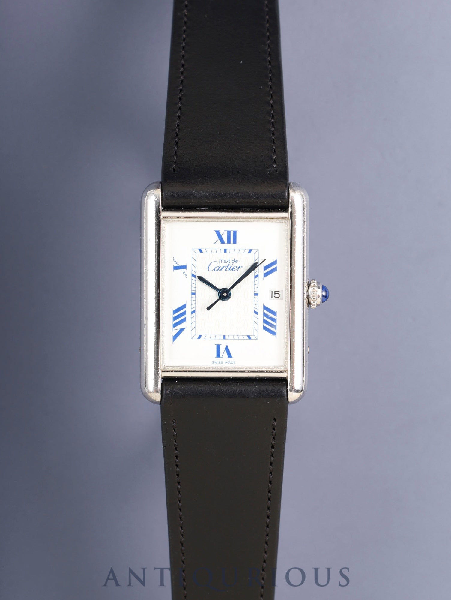 カルティエ マストタンク GM(XL) W1014154 / 2414 クォーツ Cal.687 SV925 革 純正尾錠(SS) ホワイト飛びローマン文字盤(SWISS MADE表記)オーバーホール済み