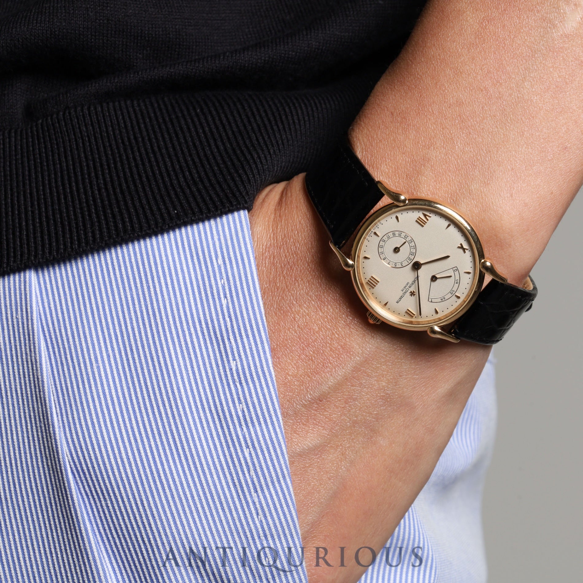 Vacheron Constantin Tour de Ile 48100/000R-3 Automatic Caliber 1190 750PG Leather Strap with Genuine Buckle (750PG) Ivory Dial Overhauled