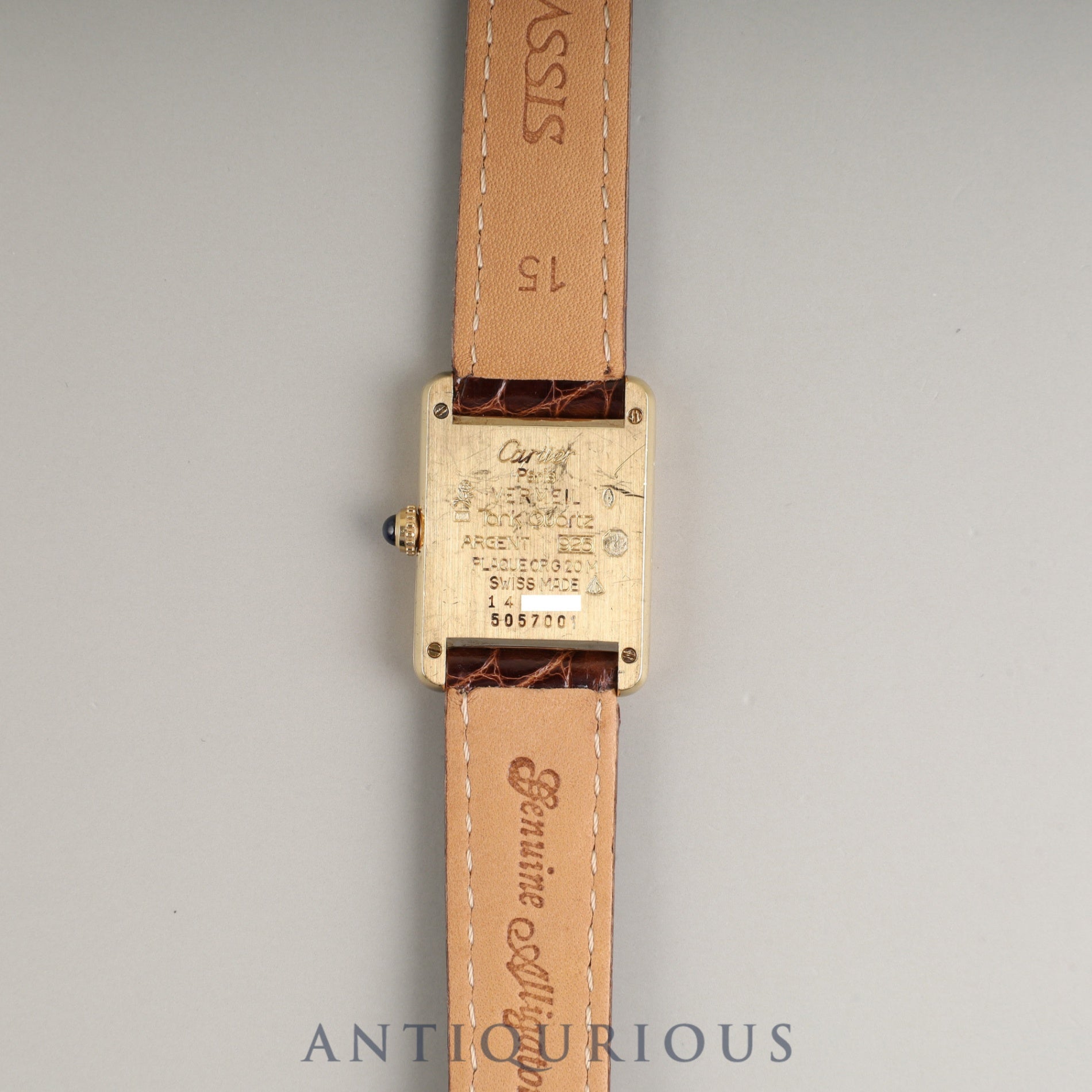 Cartier Must Tank SM 5057001, Quartz movement, SV925, Leather, Genuine D-buckle (GP), Side Trinity dial, circa 1982-circa 1995, Fully serviced at a Cartier boutique