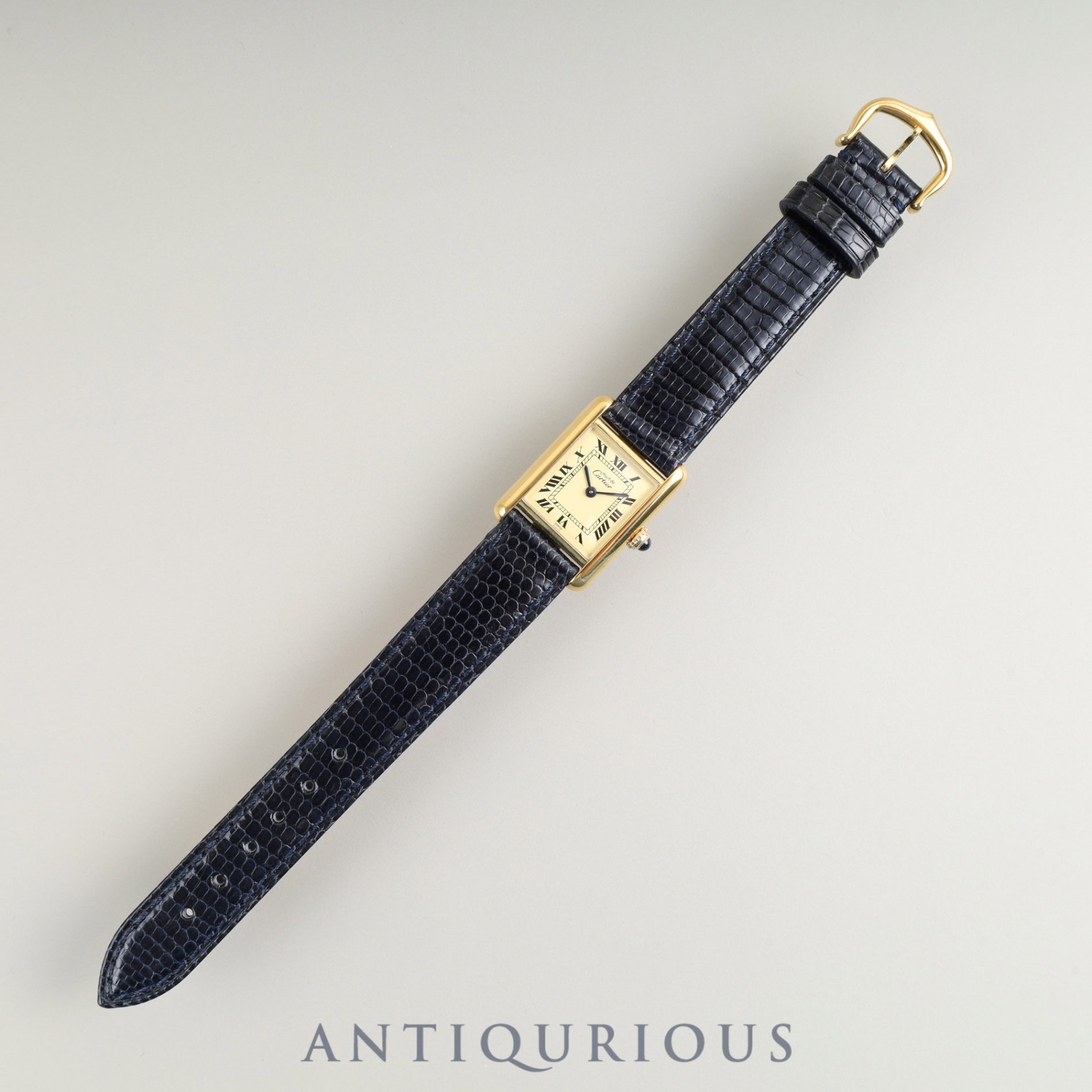 カルティエ マストタンク SM W1003153 / 5057001 クォーツ Cal.057 SV925 革 純正尾錠(GP)アイボリーローマン文字盤 オーバーホール済み 新品仕上げ済み