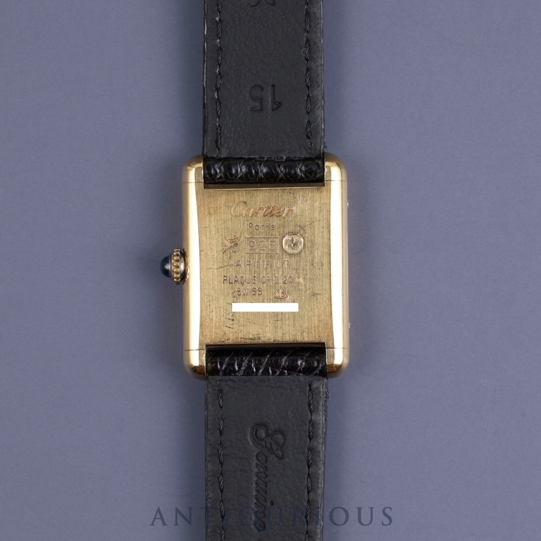 カルティエ マストタンク SM 手巻き Cal.78-1 SV925 革 純正尾錠 (GP) ブラックオニキス文字盤 1976年頃~1980年代初期頃 オーバーホール済み