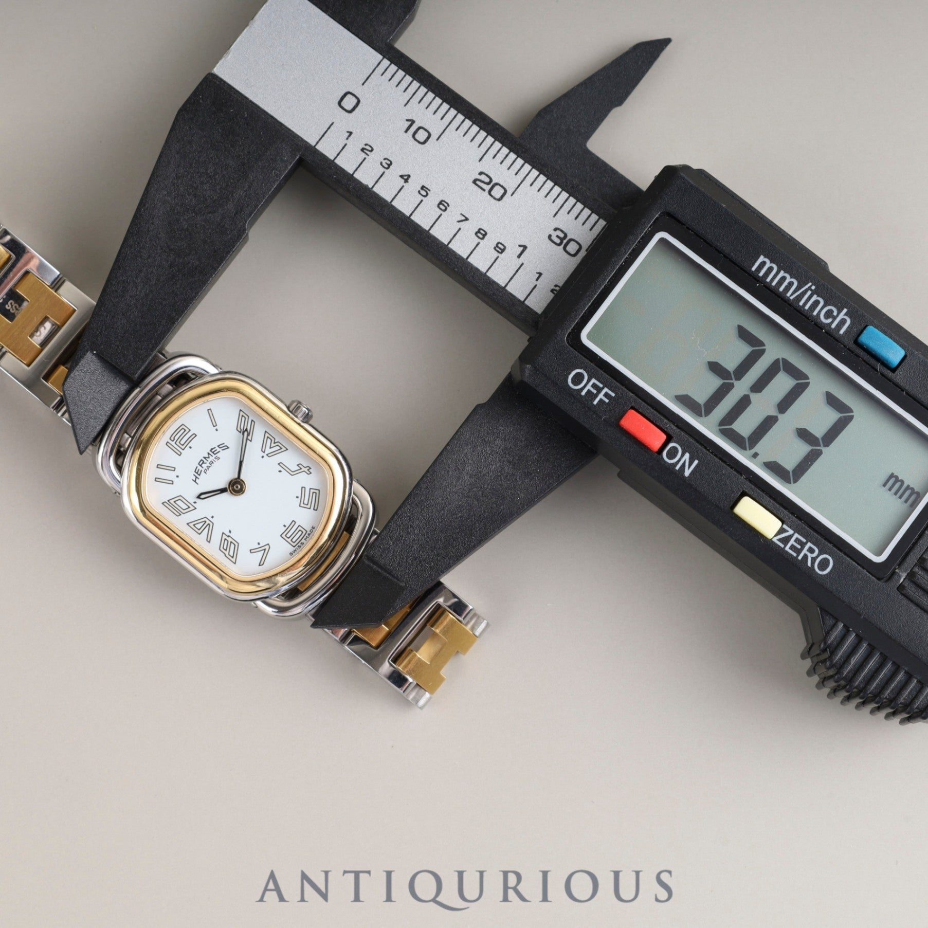 エルメス ラリー RA1.220 クォーツ Cal.976.001 SS/GP SS/GP ホワイト文字盤 オーバーホール済み