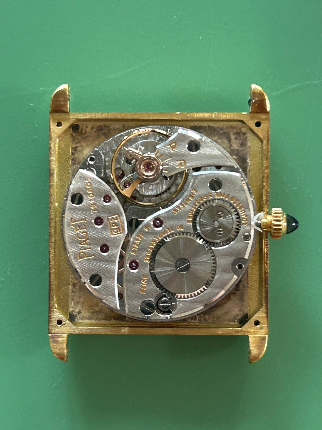 Piaget Rectangular 9287 Manual Winding Caliber 9P2 750 Leather Strap with Genuine Buckle (750) White Roman Dial Overhauled