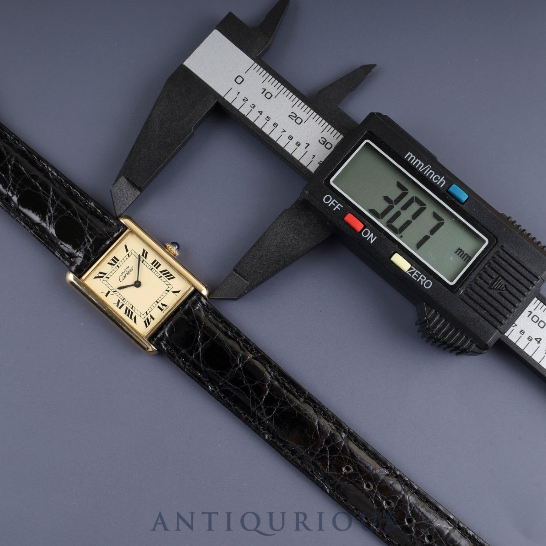 Cartier Must Tank LM Manual Winding Cal. 78-1 SV925 Leather Strap with Genuine GP Buckle Ivory Roman Dial Circa 1976-1981 Overhauled