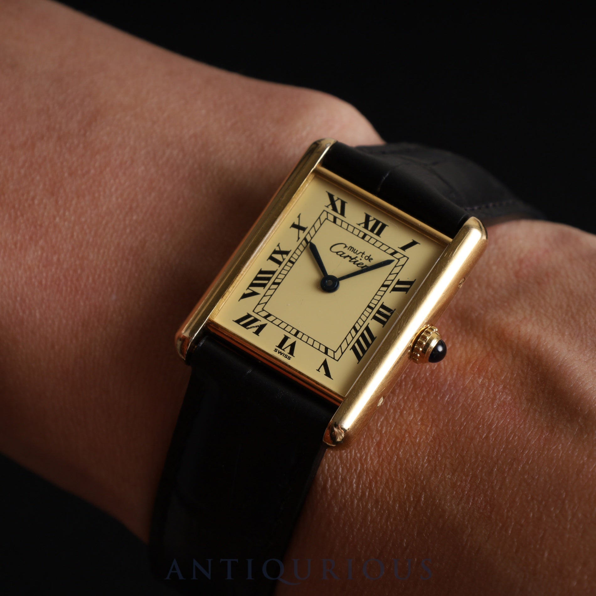 カルティエ マストタンク LM W1002754 / 1615 クォーツ Cal.90 SV925 革 純正Dバックル(GP) アイボリーローマン文字盤 1996年頃〜1998年頃 オーバーホール済み