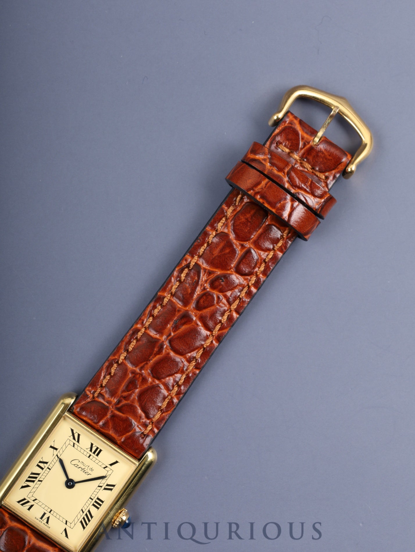 カルティエ マストタンク LM 590005 クォーツ Cal.690 SV925 革 純正尾錠(GP)アイボリーローマン文字盤(SWISS MADE表記) オーバーホール済み 新品仕上げ済み