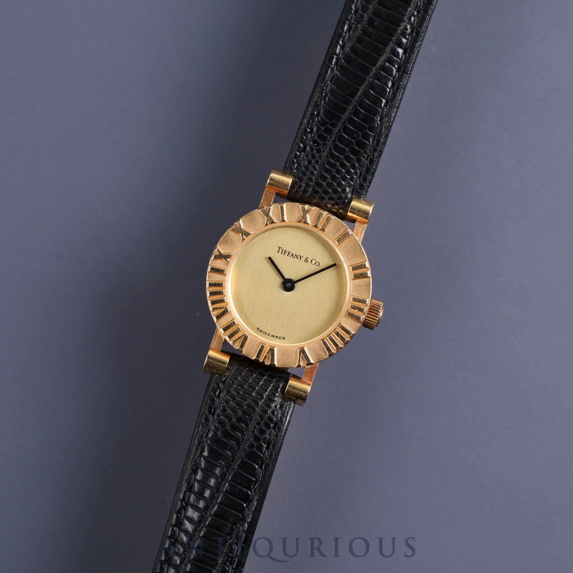 ティファニー アトラス YG CASE S0630 クォーツ YG 純正革ベルト 純正尾錠(GP)シャンパン文字盤 電池交換済み