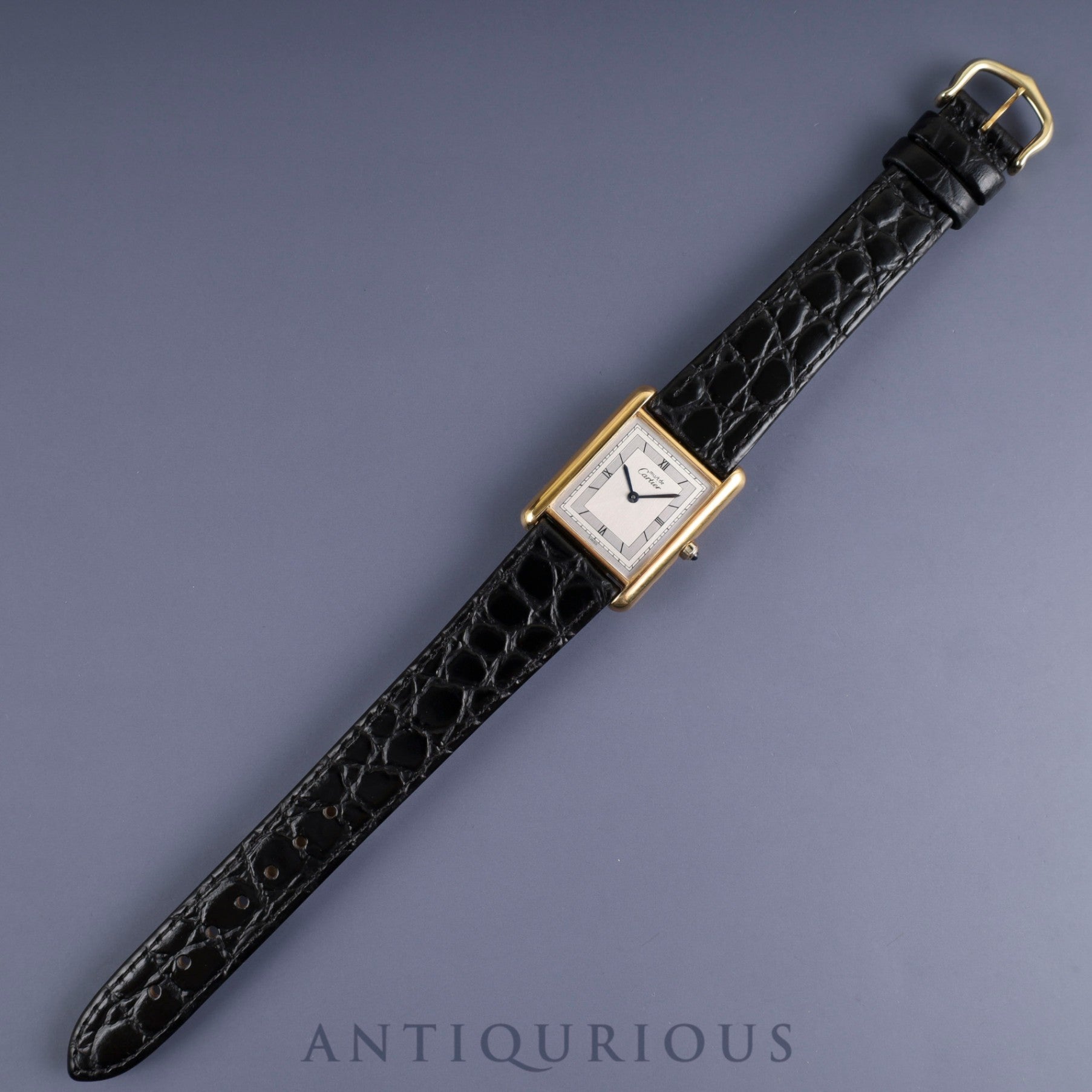 Cartier Must Tank LM 6 81006 Quartz SV925 Leather Genuine Buckle (GP) Grey Roman Dial Complete service (full maintenance) completed at Cartier boutique