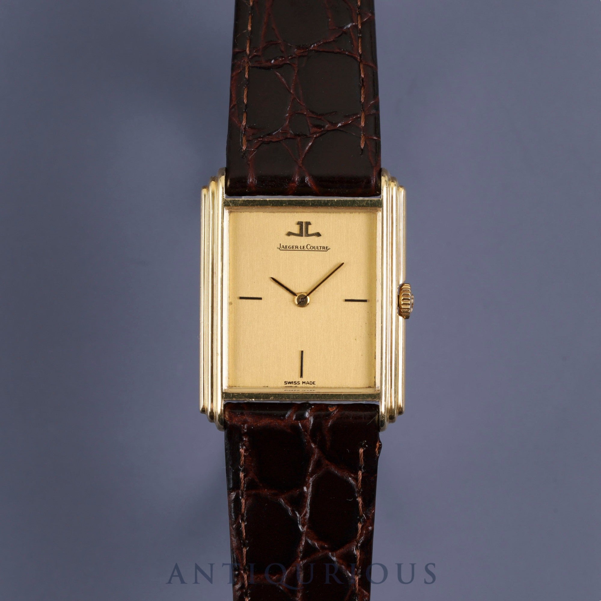 Jaeger-LeCoultre Rectangular 6149.21 Manual winding 750YG Leather Aftermarket buckle (GP) Gold dial Overhauled