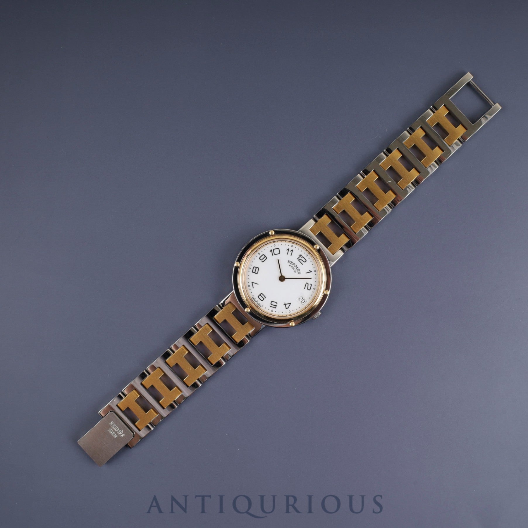 Hermes Clipper 48 03 Quartz SS/GP SS/GP White Dial Overhauled