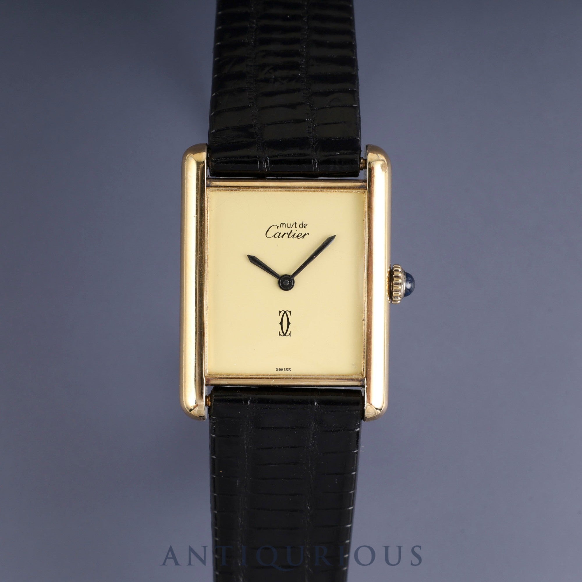 Cartier Must Tank LM Manual winding Cal.78-1 SV925 Leather Genuine buckle (GP) Ivory dial Overhauled