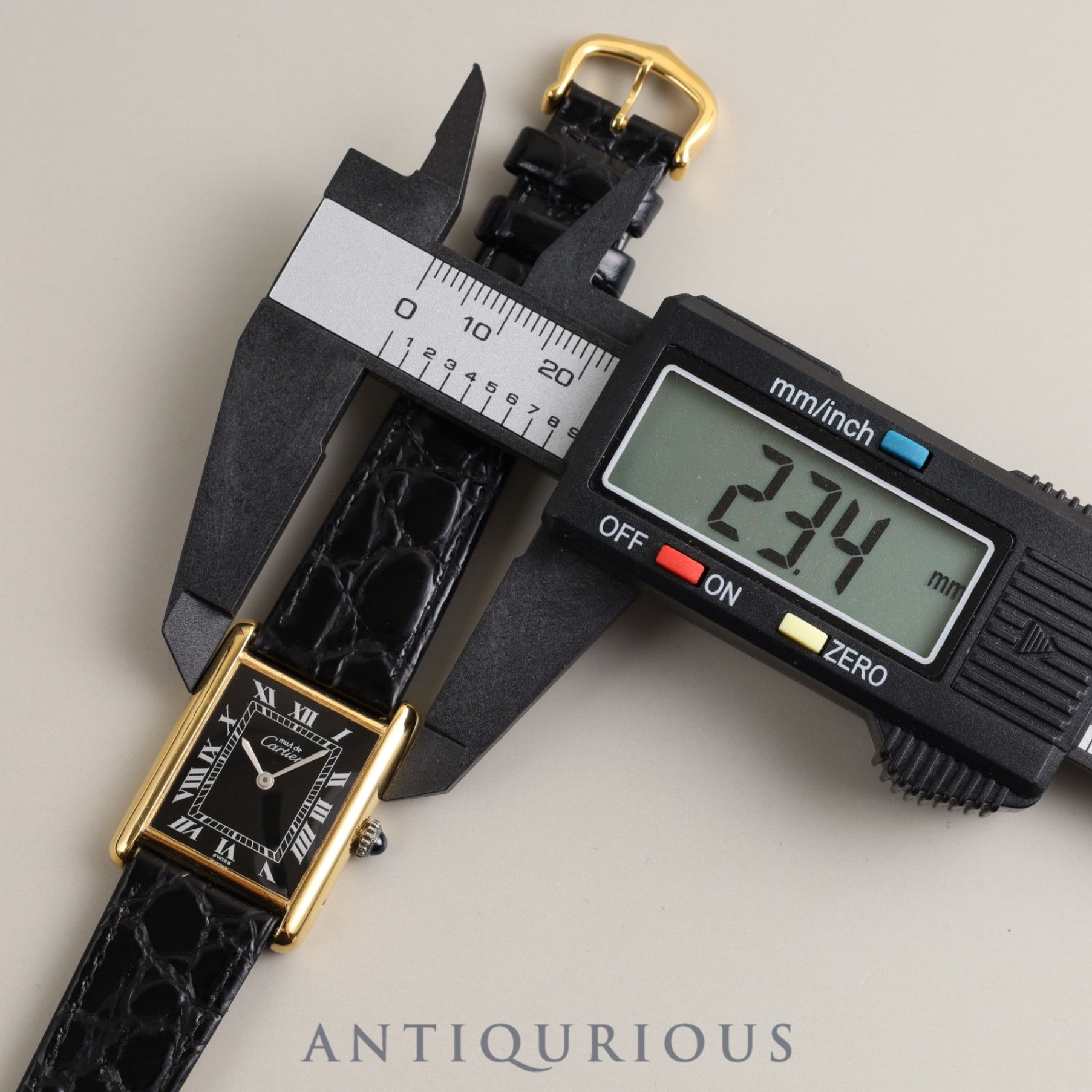 Cartier Must Tank LM Manual Winding Cal.78-1 925 Leather Black Roman Dial Overhauled Newly Finished