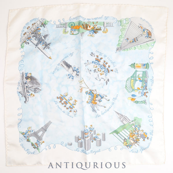 エルメス スカーフ カレ45 LES TRIPLES DE PARIS いたずら三つ子 SILK100%