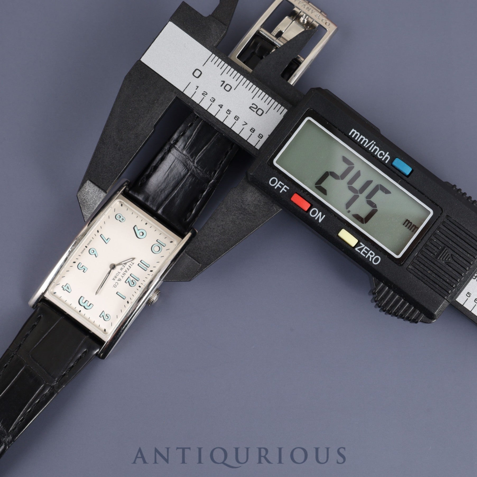 Tiffany East West 37447102 Quartz SS Genuine leather strap Genuine buckle (SS) Arabic dial Warranty (2016) Box Booklet Overhauled