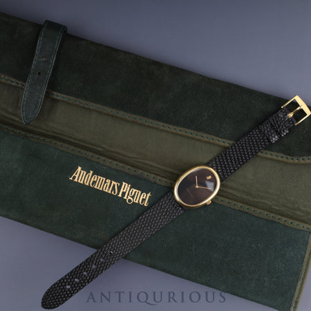 Audemars Piguet Oval Case Hand-wound Cal.2052 750 Leather Genuine Buckle (750) Black Dial Case Overhauled