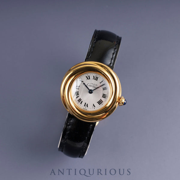 Cartier Must Trinity W1010644 / 2735 Quartz SV925 Genuine leather strap Genuine D buckle (GP) Silver dial Box Warranty (1999) Overhauled